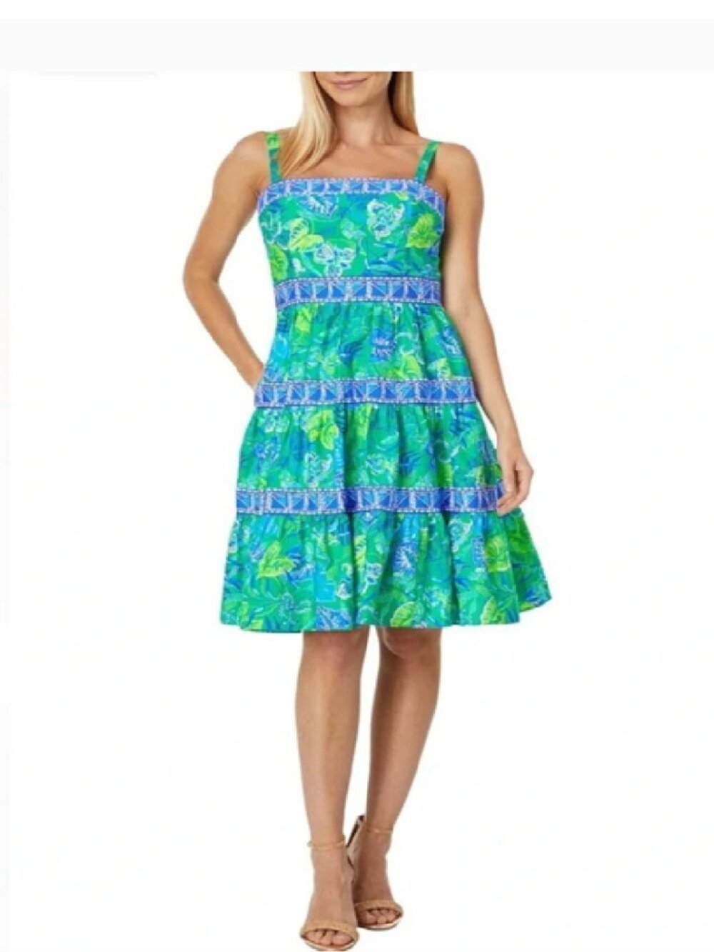 NWT Lilly Pulitzer Casidee Cotton Dress in Botanical Green in a flutter sz 10